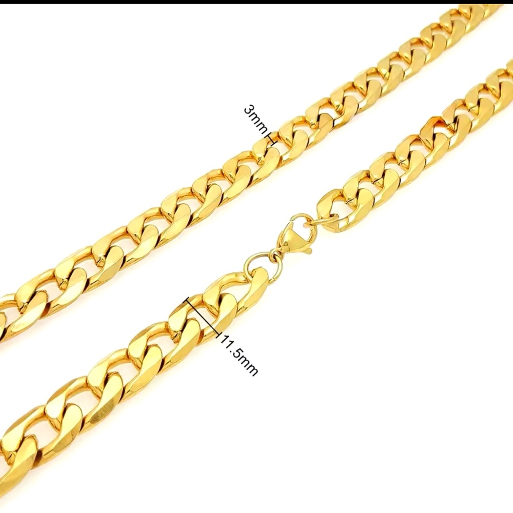 Gold Plated Cuban Link Chain Bracelet for Men Hip Hop Heavy Duty Stainless Steel - Picture 5 of 5